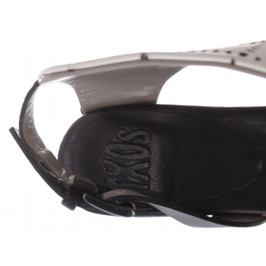 Zapatos Mujer iXOS Sandalias Talon Cardo Blanco Negro Piel Made In Italy Nuevo