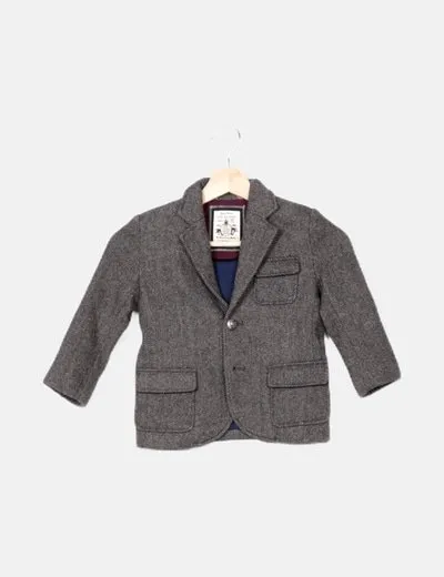 Zara Blazer gris detalle coderas