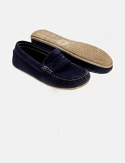 Zara Mocasín azul detalle bordado